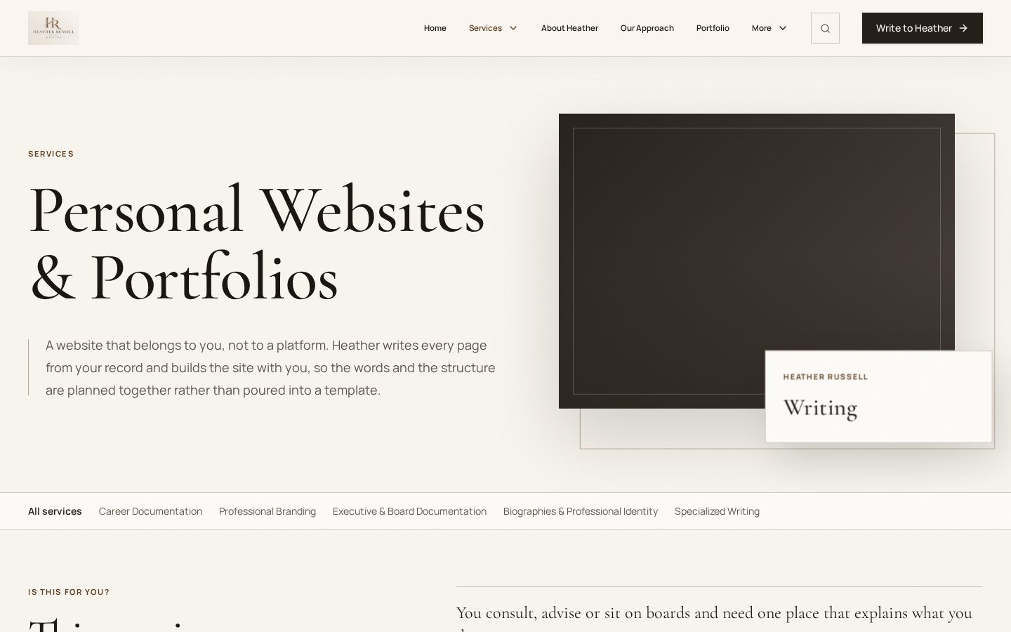 A service page: fit, scope and investment